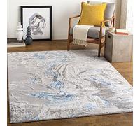 Livabliss Adria Tappeto Salotto Moderno Astratto Tappeto Soggiorno, Camera da Letto, Pranzo Moderni Tappeti Effetto Marmo, Morbido e Pelo Corto, Ampio 160x213 cm, Grigio, Verde Blu e Avorio