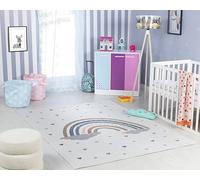 Livabliss Arcobaleno Tappeto Bambini Tappeto Bambino Cameretta, Asilo o Sala Giochi, Tappeti per l'area della stanza dei Bambini, Accessori per Camera da Letto dei Bebè, Crema 160x213 cm