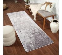 Livabliss Bangkok - Tappeto astratto per soggiorno, 80 x 220 cm, corridoio, sala da pranzo, stile moderno, morbido e lussuoso, facile da pulire, tappeto grande a pelo medio, colore: grigio, bianco e