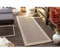 Livabliss Cairns Tappeto da Esterno ed Interni Tappeto Esterno Terrazzo Moderne, per Giardino, Balcone, Stile Boho Tappeti Ampi Dimensioni, 78x213 cm Beige e Nero