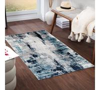 Livabliss Helsinki Tappeto Salotto Moderno Astratto Tappeto Soggiorno, Camera da Letto, Pranzo Moderni Tappeti Effetto Marmo, Morbido e Pelo Corto, Ampio 80x150 cm, Blu, Grigio Carbone, Bianco