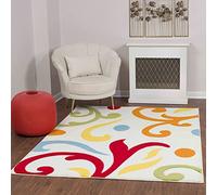 Livabliss Marseille Tappeto Salotto Moderno Astratto Tappeto Soggiorno, Camera da Letto, Pranzo Moderni Tappeti Effetto Marmo, Morbido e Pelo Corto, Ampio 120x170 cm, Bianco e Multicolour