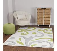 Livabliss Marseille Tappeto Salotto Moderno Astratto Tappeto Soggiorno, Camera da Letto, Pranzo Moderni Tappeti Effetto Marmo, Morbido e Pelo Corto, Ampio 120x170 cm, Bianco, Verde e Grigio