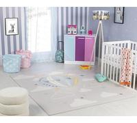 Livabliss Mongolfiera Bambini - Cartoon 80x150 cm, Animali per Cameretta o Neonati, Gattonamento o Gioco - Tappetino Baby per Maschi e Femmine, Grigio