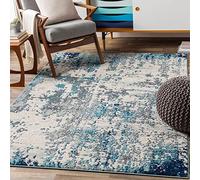 Livabliss Moroni Tappeto Salotto Moderno Astratto Tappeto Soggiorno, Camera da Letto, Pranzo Moderni Tappeti Effetto Marmo, Morbido e Pelo Corto, Grande 160x220 cm, Argento, Blu Notte Grigio