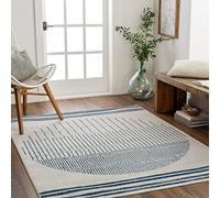 Livabliss Nairobi Tappeto Salotto Moderno per Casa, Sala da Pranzo e Cucina Tappeto Geometrico Astratti Neutri Aztechi Stile Boho, leggera da Pulire, Ampio 160x216cm, Avorio e Blu