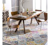 Livabliss Sicily Tappeto Vintage Tappeto Per Soggiorno, Corridoio, Cucina Tappeti Orientale, Classico, leggera Manutenzione Pelo Corto, Ampio 160 cm, Senape, Arancione Terra, Borgogna e Blu