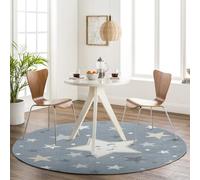 Livabliss Stelle - Tappeto grande per bambini, 160 x 160 cm, colore: Blu e Grigio