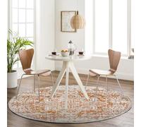 Livabliss Syracusa - Tappeto vintage per soggiorno, 160 cm, per pavimento da pranzo, cucina, stile tradizionale multicolore bohémien, facile da pulire, colore: arancione bruciato, beige e rosa