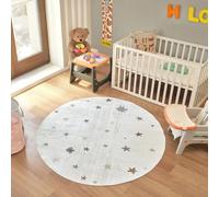 Livabliss Tappeto lavabile per bambini con stelle, 160 x 160 cm, lavabile in lavatrice, motivo animali, per camera da letto di ragazze e ragazzi, stanza dei giochi e cameretta dei bambini, colore