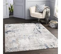 Livabliss Tappeto Trento astratto per soggiorno, 160 x 220 cm, per sala da pranzo, salotto, cucina, camera da letto, moderno, morbido e lussuoso, facile da pulire, a pelo medio, colore: crema, blu e