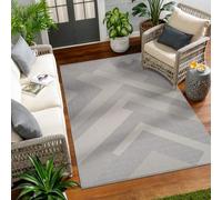 Livabliss Tekeli Tappeto da Esterno ed Interni Tappeto Esterno Terrazzo Moderne, per Giardino, Balcone, Stile Boho Tappeti Ampi Dimensioni, 120x170 cm Grigio e Avorio