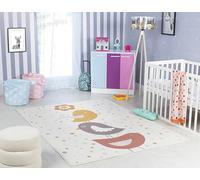 Livabliss Uccelli Tappeto Bambini Tappeto Bambino Cameretta, Asilo o Sala Giochi, Tappeti per l'area della stanza dei Bambini, Accessori per Camera da Letto dei Bebè, Avorio e Multicolour 160x213 cm