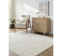Livabliss x Our PNW Home Cascade Minimalist Grid Area Tappeto, 5'3" x 7', Griglia Avorio/Taupe