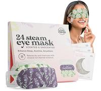 LivaClean 24 Steam Eye Mask for Dry Eyes, Dark Circles & Puffiness, Warm & Self Heating, Ear Hooks to Stay On, Lavendar, Chamile & Unscented, Disposable