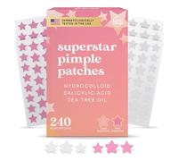 LivaClean - Toppe per imperfezioni a forma di stella (240 pezzi) - Acido salicilico e olio di tea tree - Cerotto trasparente e rosa per imperfezioni - Acne