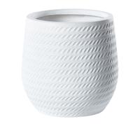 Beliani Vaso rotondo per piante in fibra di argilla con motivo in rilievo bianco sporco ⌀ 27 cm