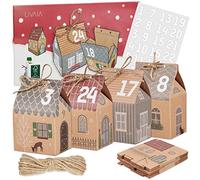 LIVAIA Calendario dell’Avvento 2024 da Riempire - Calendario Fai da Te con Scatoline Regalo e Adesivi Festivi - Perfetto per Regali di Natale e Personalizzazione - 6 x 6 cm