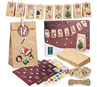 LIVAIA Calendario dell’Avvento fai da te 2024: Kit per Creare il Tuo Calendario con 24 Sacchetti, Adesivi e Busta Regalo - Calendario dell’Avvento Personalizzabile - 18 x 9 x 0,03 cm