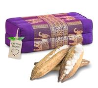livasia Blocco Cuscino Yoga Rettangolare Seta thailandese - 17x34x12cm - Cuscino Meditazione kapok, Cuscino Rettangolare, Accessorio Yoga Cuscino per Il Collo, Fatto a Mano (Lilla/Elefanti Seta)