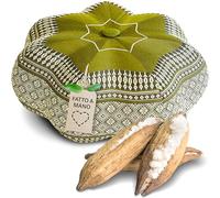livasia Cuscino da Meditazione a Stella - Ø 30x15cm - Cuscino per Yoga kapok, Pouf, Cuscino per Pavimento Yoga Meditazione Zen, Cuscino zafu Giardino Balcone, Fatto a Mano (Verde)