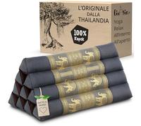 livasia Cuscino per la Schiena in Seta thailandese - 32x55x30cm - Cuscino Triangolare per Il Giardino e Il Balcone, Cuscino a Cuneo con kapok, Fatto a Mano (Grigio/Elefanti Seta)