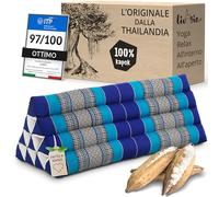 livasia cuscino per la schiena largo per due - 33x80x30cm - cuscino triangolare per giardino e balcone, cuscino a cuneo con kapok, fatto a mano (Blu)