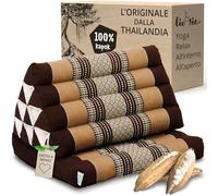 livasia Cuscino Thai 1 segmento - 75x50x8cm - Cuscino Triangolare Cuscino per sedersi, Cuscino a Cuneo kapok, Cuscino per la Schiena Pieghevole, materassino Thai, Fatto a Mano (Marrone)