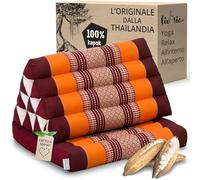 livasia Cuscino Thai 1 segmento - 75x50x8cm - Cuscino Triangolare Cuscino per sedersi, Cuscino a Cuneo kapok, Cuscino per la Schiena Pieghevole, materassino Thai, Fatto a Mano (Arancione)