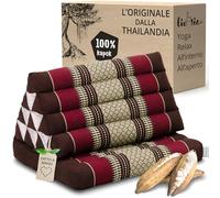 livasia Cuscino Thai 1 segmento - 75x50x8cm - Cuscino Triangolare Cuscino per sedersi, Cuscino a Cuneo kapok, Cuscino per la Schiena Pieghevole, materassino Thai, Fatto a Mano (Bordeaux)