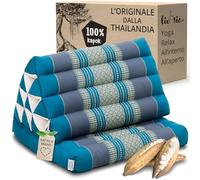 livasia Cuscino Thai 1 segmento - 75x50x8cm - Cuscino Triangolare Cuscino per sedersi, Cuscino a Cuneo kapok, Cuscino per la Schiena Pieghevole, materassino Thai, Fatto a Mano (Azzurro)