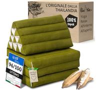 Livasia Cuscino Thai a 3 Segmenti - 175x50x8cm - Triangolare Materasso Pieghevole, a Cuneo Kapok, per la Schiena, Fatto a Mano (Verde Tinta Unita)