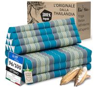 livasia cuscino thai per due persone XXL - 190x80x8cm - cuscino triangolare a 3 segmenti materasso pieghevole, kapok largo, per la schiena pieghevole, meditazione (Azzurro)