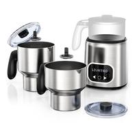 Livatro Schiumalatte Elettrico, Doppie Tazze (600ml e 400ml) Schiumalatte Elettrico, Vaporizzatore di Latte Automatico 14-in-1 per Latte, Schiuma di Latte Caldo e Freddo, Cioccolata Calda