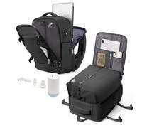 livbote Zaino Sottovuoto Viaggio con pompa sottovuoto, Zaini Airbag Zaino da Viaggio Aereo Bagaglio a Mano Ryanair 40x20x25 Borsa da Cabina per Donna Uomo -Nero