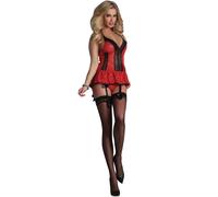 Livco corsetti fashion - red rose lc 90130 corsetto + slip rosso l/xl