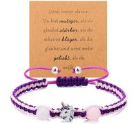 Livdouyu Bracciale da bambina con corda intrecciata regolabile, bellissimo bracciale per bambini, con unicorno, regalo per ragazze con biglietto