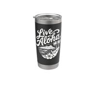 Live Aloha Shaka Surf Wave Ibisco Hawaii DiamondHead Art Bicchiere termico in acciaio inox doppia parete