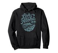 Live Aloha Shaka Surf Wave Ibisco Hawaii Diamondhead Art Felpa con Cappuccio