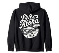 Live Aloha Shaka Surf Wave Ibisco Hawaii Diamondhead Art Felpa con Cappuccio