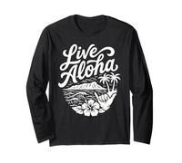 Live Aloha Shaka Surf Wave Ibisco Hawaii Diamondhead Art Maglia a Manica