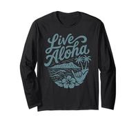 Live Aloha Shaka Surf Wave Ibisco Hawaii Diamondhead Art Maglia a Manica