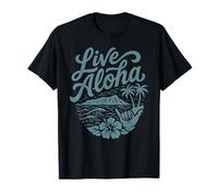 Live Aloha Shaka Surf Wave Ibisco Hawaii Diamondhead Art Maglietta