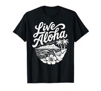 Live Aloha Shaka Surf Wave Ibisco Hawaii Diamondhead Art Maglietta