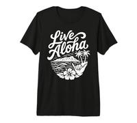 Live Aloha Shaka Surf Wave Ibisco Hawaii Diamondhead Art Maglietta Premium
