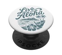 Live Aloha Shaka Surf Wave Ibisco Hawaii DiamondHead Art PopSockets PopGrip Adesivo