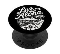 Live Aloha Shaka Surf Wave Ibisco Hawaii DiamondHead Art PopSockets PopGrip Adesivo