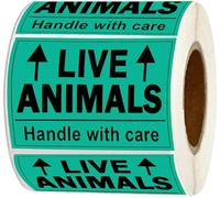 Live Animals Please Handle with Care, adesivi fluorescenti per spedizione e imballaggio (250 etichette adesive)