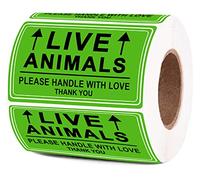 Live Animals Please Handle with Love Stickers 5 x 3 Inch - Adesivi per la movimentazione di etichette per spedizione e imballaggio 250 etichette adesive (verde, 5 x 7,6 cm)