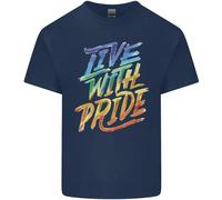 Live Con Orgoglio LGBT Gay Pride Uomo Cotone T-Shirt Tee Top